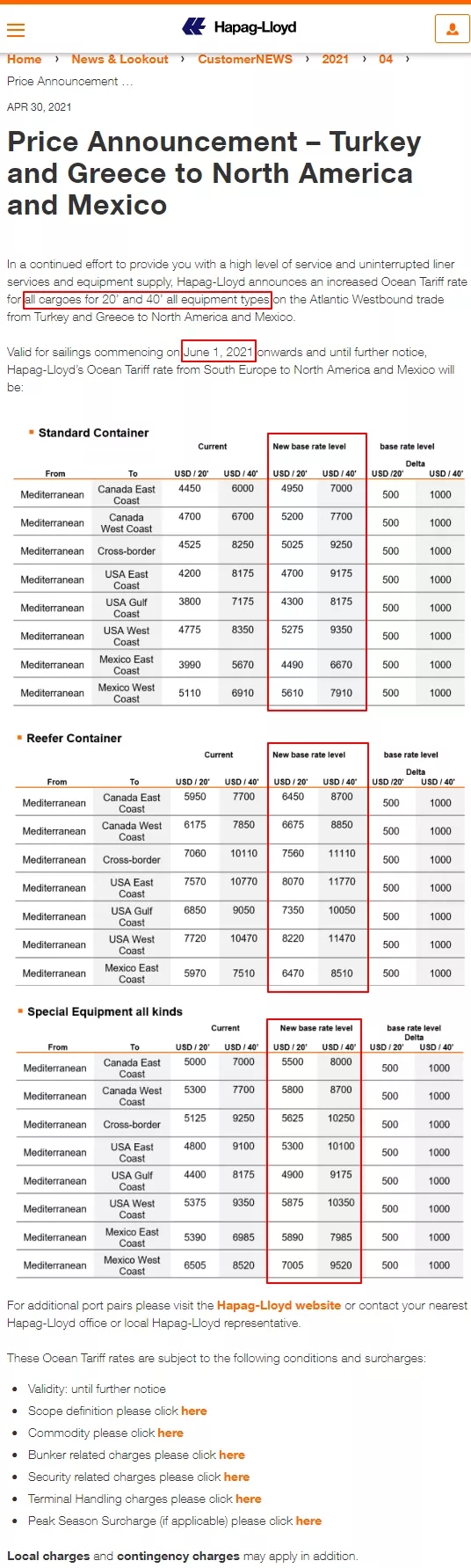 Notice of Marine Freight Increase-4